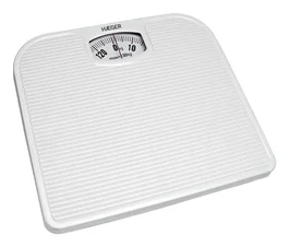 Haeger BS-MEC.013A Báscula de Baño Analógica Blanco 130 kg Capacidad Máxima - Forma Plaza, Precisión 1 kg