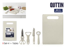 Quttin Set de 4 Utensilios de Cocina con Tabla de Cortar de 12 Piezas