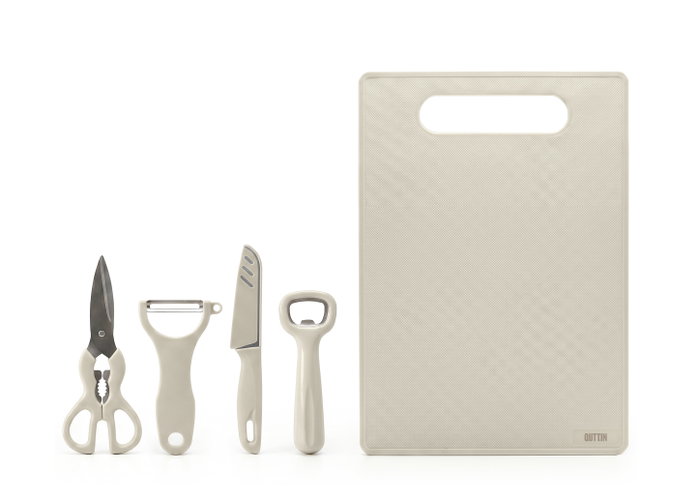Quttin Set de 4 Utensilios de Cocina con Tabla de Cortar de 12 Piezas Quttin Set de 4 Utensilios de Cocina con Tabla de Cortar de 12 Piezas