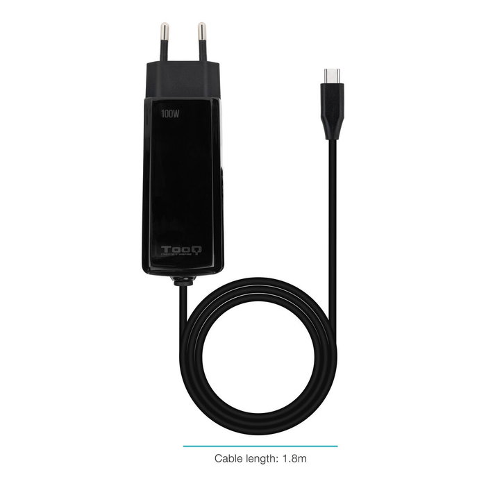 TOOQ Cargador de Portátil GaN USB-C PD 100W Negro