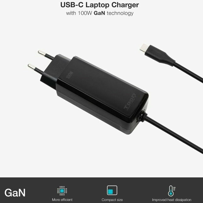 TOOQ Cargador de Portátil GaN USB-C PD 100W Negro