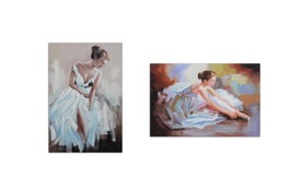 DKD Home Decor Set de 2 Cuadros de Lienzo Bailarina 70x100 cm