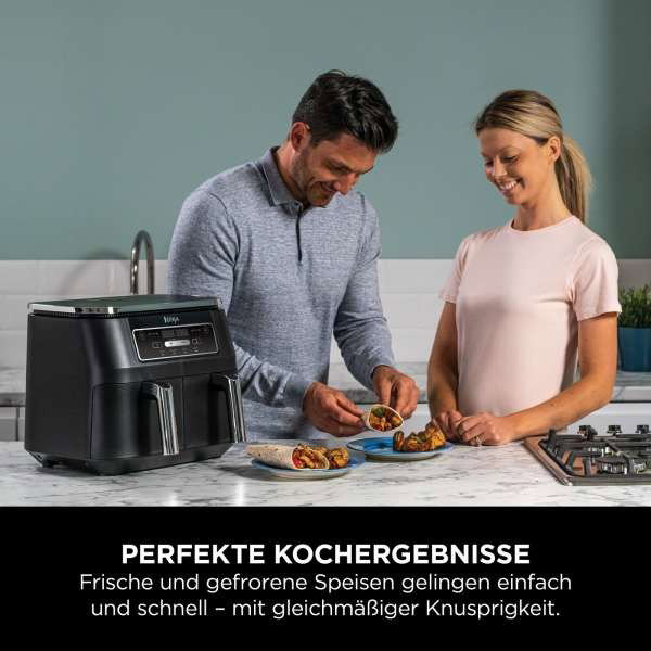 Ninja AF200EU Freidora de Aire Caliente Dual Zone 7.6 L (1.6 kg), Negro