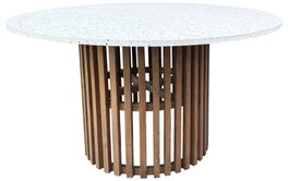 DKD Home Decor Mesa de Comedor Acacia Terrazo 130x130x76