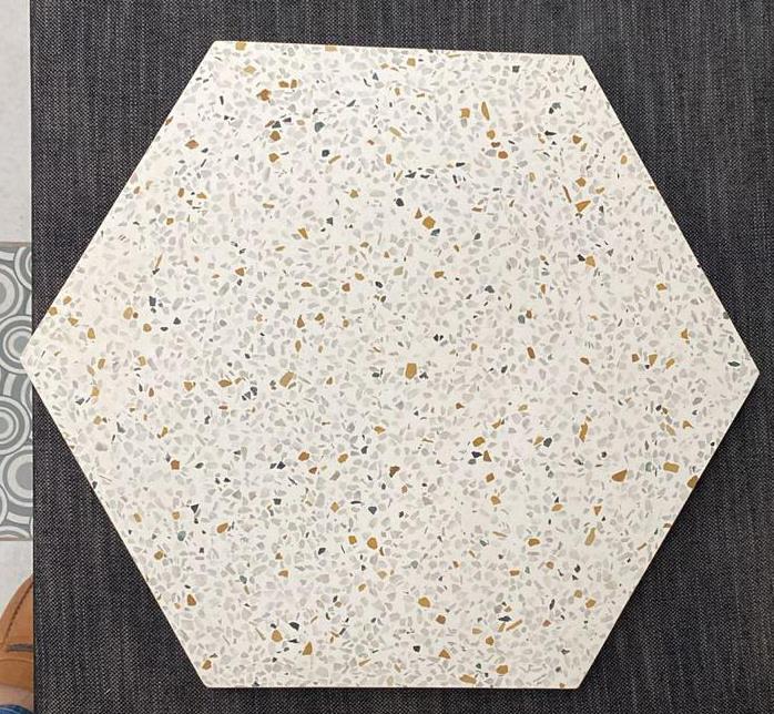 DKD Home Decor Mesa de Comedor Acacia Terrazo 130x130x76