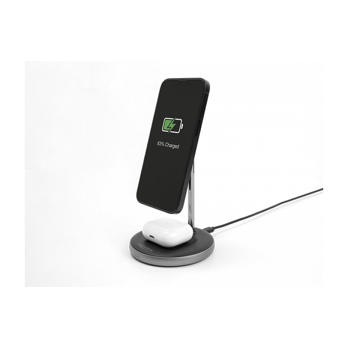 DeLOCK Cargador inalámbrico 2 en 1 Qi 15 W con soporte para smartphone DeLOCK Cargador inalámbrico 2 en 1 Qi 15 W con soporte para smartphone