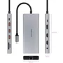 Nanocable Docking USB-C 12 en 1, 10.16.4612, 2xHDMI 4K 60Hz, DP 4K 60Hz, RJ45 Gigabit, 3xUSB-A 3.2, USB-C PD 100W, Lector Tarjetas, Gris