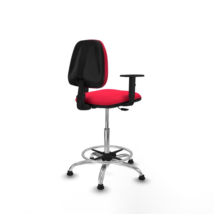 PIQUERAS Y CRESPO Taburete Isso CP Bali rojo con brazos 1D y base cromada