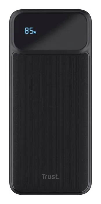 Trust 25882 Batería Externa Power Bank 10000 mAh Negro - Carga Rápida 20W Power Delivery 3.0 & Quick Charge 3.0 con 2xUSB-C + 1xUSB-A, Pantalla LED