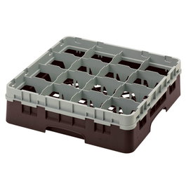 CAMBRO Cesta de lavado 16 comp. Castaño