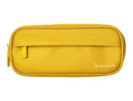Liderpapel Estuche Portatodo Classic Ovalado con Dos Cremalleras y Bolsillo Delantero, Amarillo, 210x90x60mm