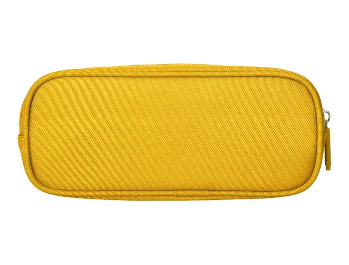 Liderpapel Estuche Portatodo Classic Ovalado con Dos Cremalleras y Bolsillo Delantero, Amarillo, 210x90x60mm