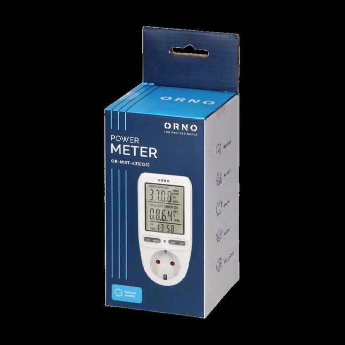 ORNO OR-WAT-435 Voltímetro Calculadora de Energía con Pantalla LCD Schuko