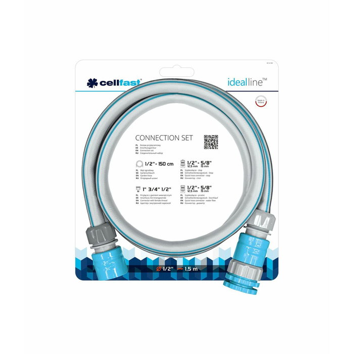 Cellfast Set de conexión rápida para carros portamengueras con manguera de 1,5 m Cellfast Set de conexión rápida para carros portamengueras con manguera de 1,5 m