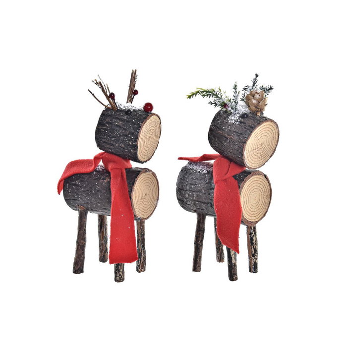 DKD Home Decor Figura de Abedul con Purpurina Surtido de 2 Unidades