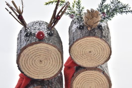 DKD Home Decor Figura Navidad Alpina Natural Rojo 9 x 23 x 10 cm (2 Unidades)