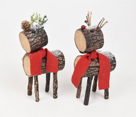 DKD Home Decor Figura de Abedul con Purpurina Surtido de 2 Unidades