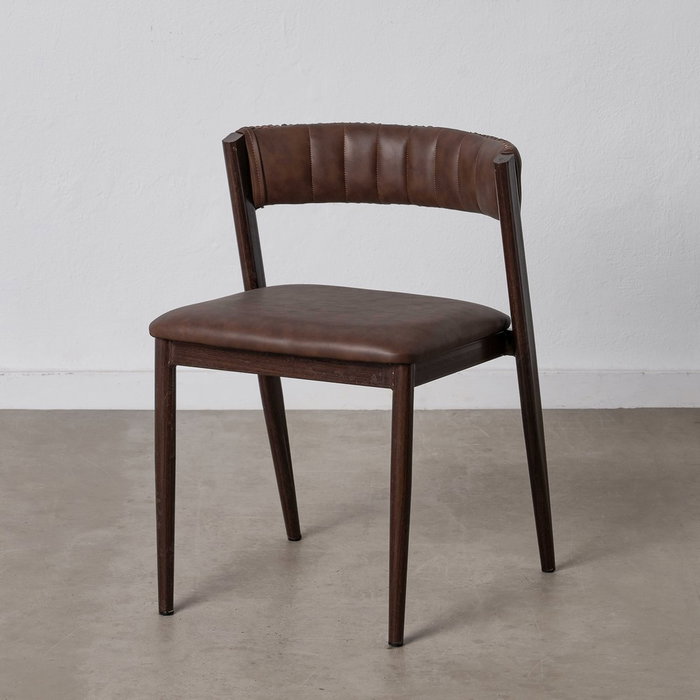 Silla Marrón Pu/Metal Salón 51 X 55 X 72 cm (Set de 2) Silla Marrón Pu/Metal Salón 51 X 55 X 72 cm (Set de 2)