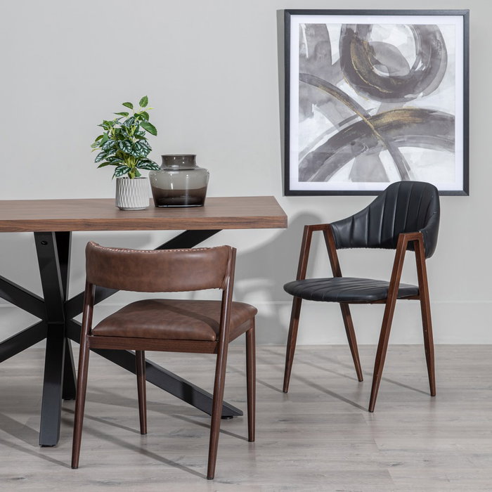 Silla Marrón Pu/Metal Salón 51 X 55 X 72 cm (Set de 2) Silla Marrón Pu/Metal Salón 51 X 55 X 72 cm (Set de 2)