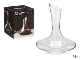 VIVALTO Decantador de Vidrio Transparente 1800 ml (1,8 L) 19x24x19 cm (Set de 6)