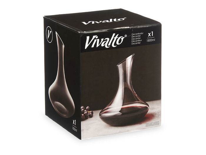 VIVALTO Decantador de Vidrio Transparente 1800 ml (1,8 L) 19x24x19 cm (Set de 6)