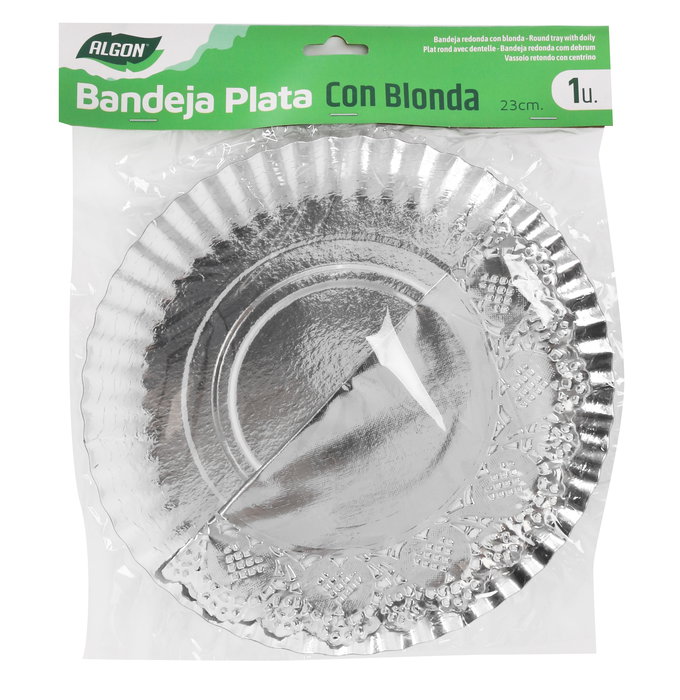 Algon Bandeja Plata Redonda Con Blonda 23 cm (48 Unidades)