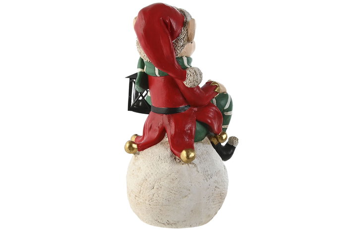 DKD Home Decor Figura Navidad Tradicional Elfo Rojo Verde Blanco Negro Led Magnesia 26 x 42 x 26 cm