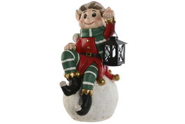 DKD Home Decor Figura LED Magnesia Elfo Rojo 26x26x42 cm
