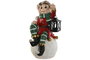 DKD Home Decor Figura Navidad Tradicional Elfo Rojo Verde Blanco Negro Led Magnesia 26 x 42 x 26 cm