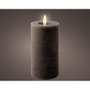 Lumineo Vela LED Efecto Llama con Temporizador 6h, Superficie Rústica Color Gris Antracita, Ø7 x 15 cm, Funciona con 2 Pilas AAA