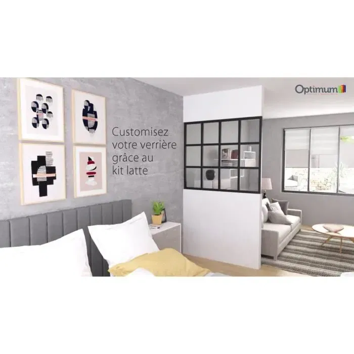 Optimum OPT3532830092124 Kit de lamas horizontales para techo fijo de cristal, Negro, Al 50 x An 30 cm