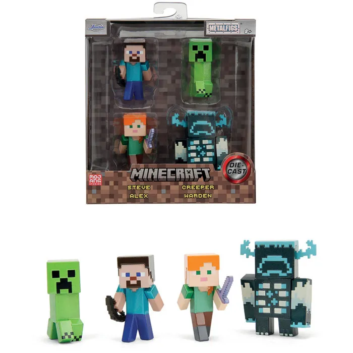 Smoby Set de figuras metálicas Minecraft: Steve, Alex, Creeper y Guardián (6 cm)