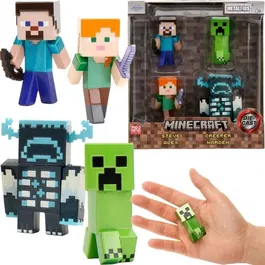 Smoby Set de figuras metálicas Minecraft: Steve, Alex, Creeper y Guardián (6 cm)