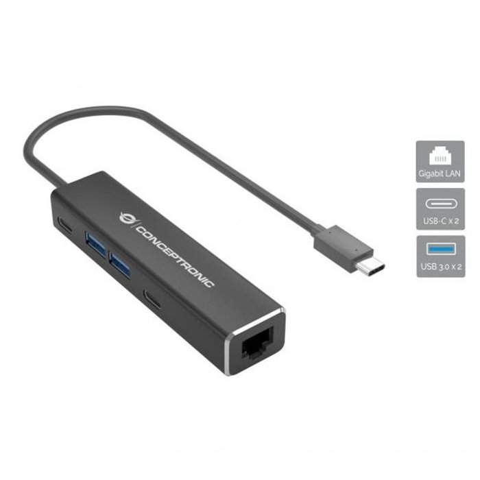 Conceptronic ABBY12G Adaptador USB-C a RJ45 Gigabit Ethernet con HUB USB, 2.5Gbps, Plug and Play, Compatible con Nintendo Switch, Mac, Windows, Linux - Gris Conceptronic ABBY12G Adaptador USB-C a RJ45 Gigabit Ethernet con HUB USB, 2.5Gbps, Plug and Play, Compatible con Nintendo Switch, Mac, Windows, Linux - Gris