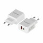 AISENS Cargador de Pared 20W con USB-C PD3.0 y USB-A QC3.0, Blanco