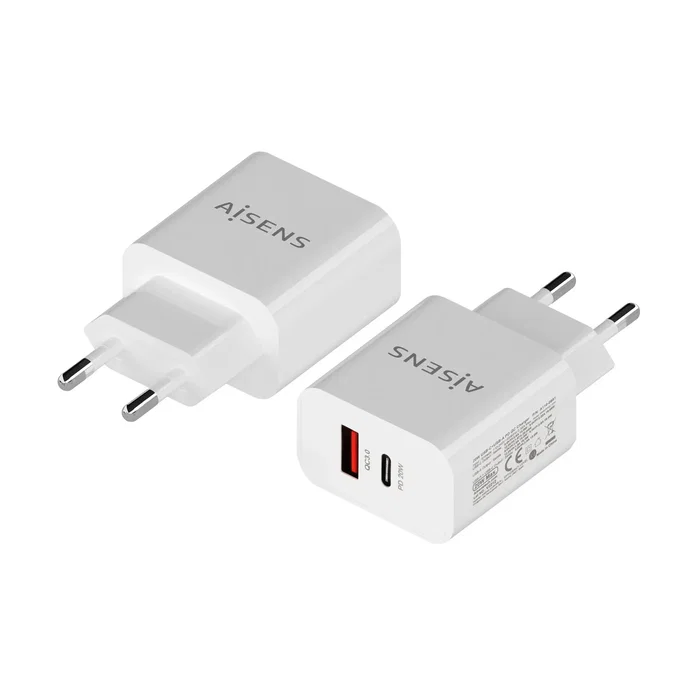 Aisens Cargador 20W con 1xUSB-C PD3.0 y 1xUSB-A QC3.0 Blanco