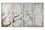 DKD Home Decor Set de 4 Cuadros Cerezo Azul en MDF y Abeto