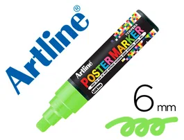 Artline Rotulador Poster Marker EPP-6-VER Fluorescent Punta Redonda 6 mm Color Verde Fluor para Cartelería
