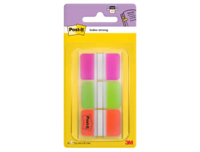 Post-It Index Rígido Rosa, Verde y Naranja con Dispensador