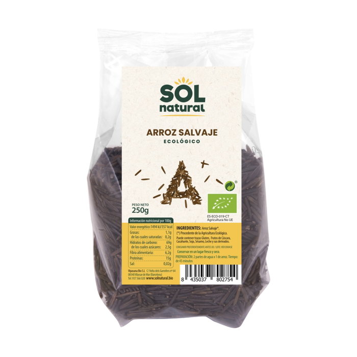 Sol Natural Arroz Salvaje Bio 250g - Cereal Integral Rico en Fibra y Proteínas Sol Natural Arroz Salvaje Bio 250g - Cereal Integral Rico en Fibra y Proteínas