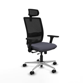 PIQUERAS Y CRESPO Silla de oficina Haches con mecanismo Sincro/Traslack, Gris oscuro y Negro