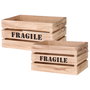 Home Deco Factory Juego 2 Cajas Madera "Fragile" con Asas de Cuerda Encajables Medidas: 54x37x28 cm y 48x31x26 cm