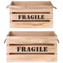Home Deco Factory Juego 2 Cajas Madera "Fragile" con Asas de Cuerda Encajables Medidas: 54x37x28 cm y 48x31x26 cm