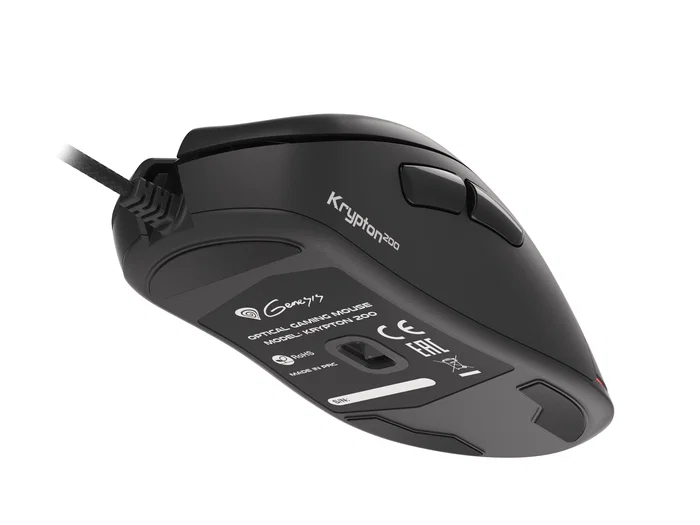 Genesis Krypton 200 Ratón Gaming Óptico para Mano Derecha, 6400 DPI, Iluminación RGB PRISMO, 6 Botones Programables, Silencioso, Cable USB 1.8 m, Negro