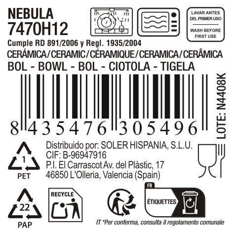 La Mediterranea Bol Nebula 1300ml ø18.3x10cm (Pack de 12)