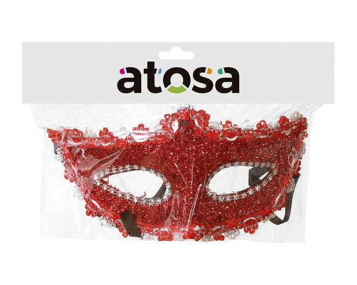 Antifaz rojo con glitter y encaje para mujer Antifaz rojo con glitter y encaje para mujer