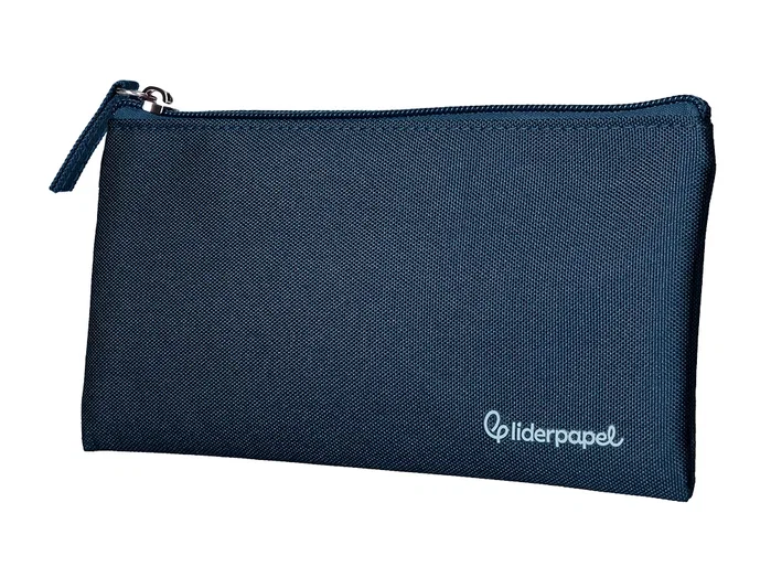 Liderpapel Estuche portatodo plano ancho azul marino