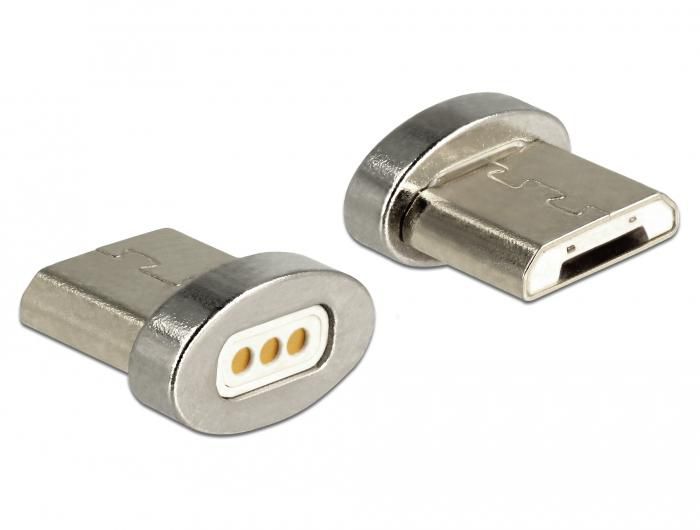 DeLOCK Adaptador Magnético USB Tipo Micro-B Macho, Plata