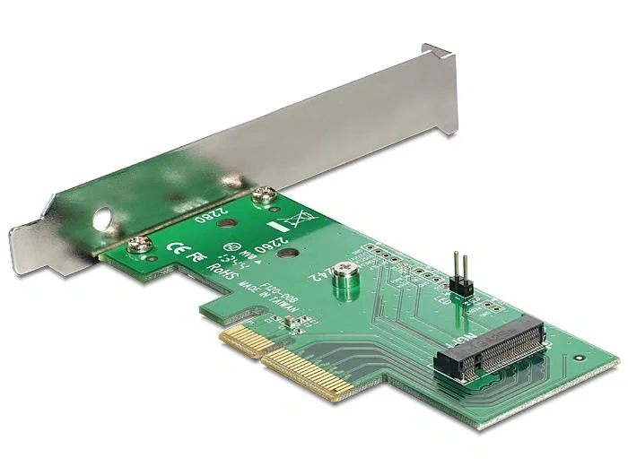 DeLOCK 89370 Tarjeta de expansión PCIe a M.2 NVMe M.2 Key M Verde y Gris