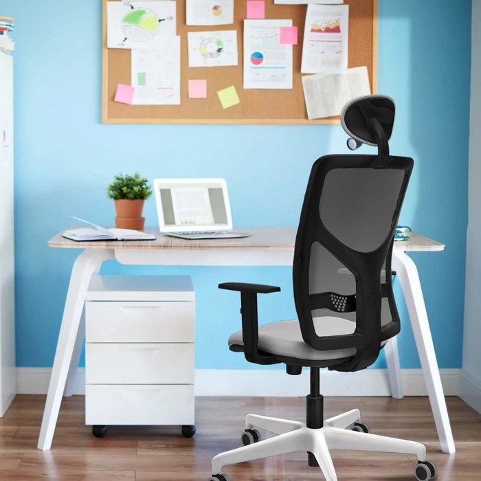 PIQUERAS Y CRESPO Silla de oficina Motilla con mecanismo Sincro, Azul y Naranja oscuro